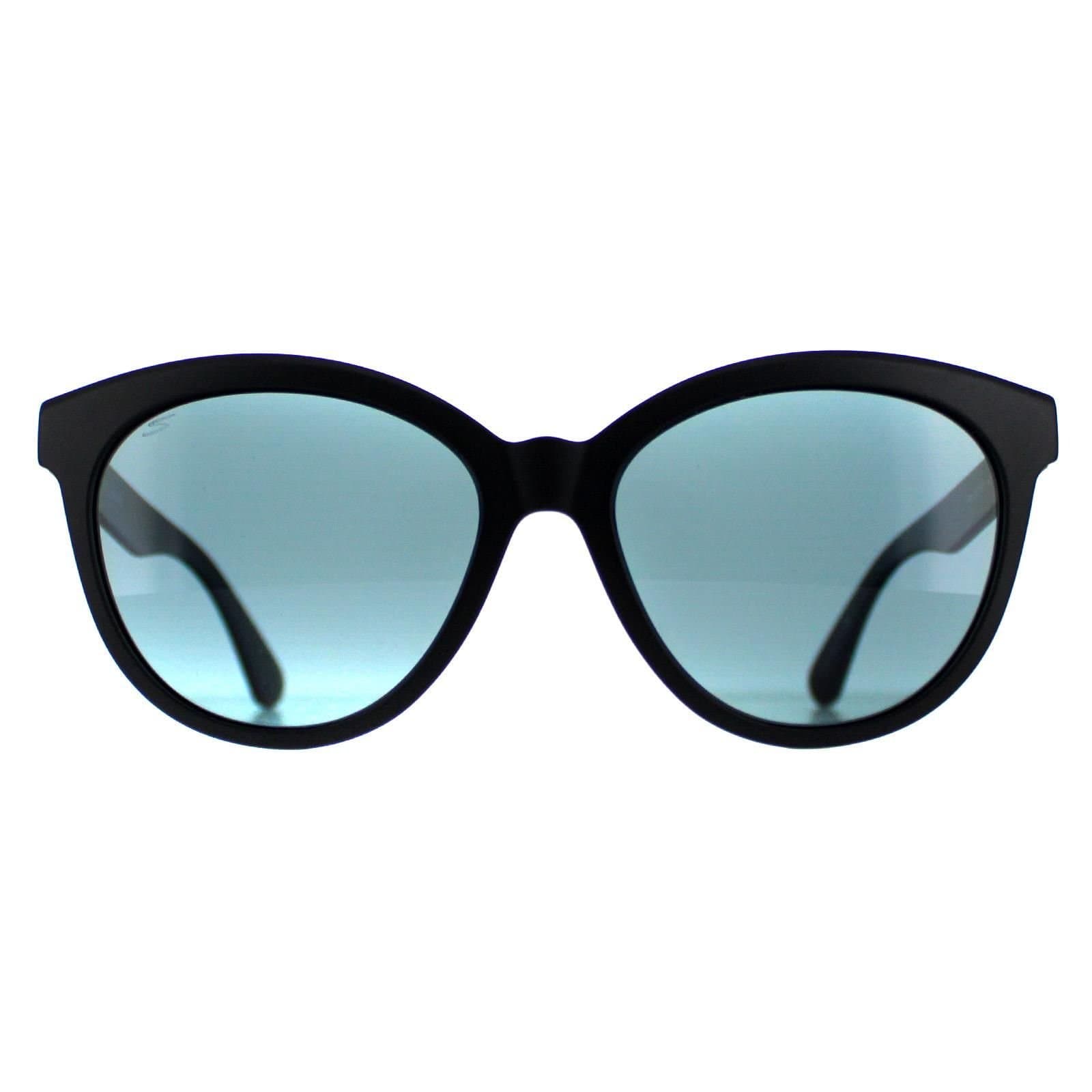 Serengeti Serengeti Women's Round Matte Black Saturn Polarized Petrol Blue Endee