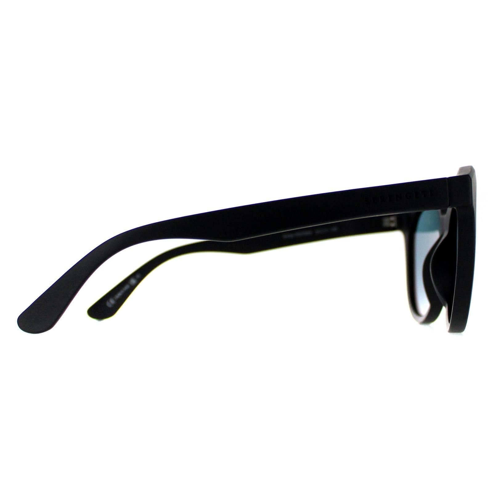 Serengeti Serengeti Women's Round Matte Black Saturn Polarized Petrol Blue Endee - 4