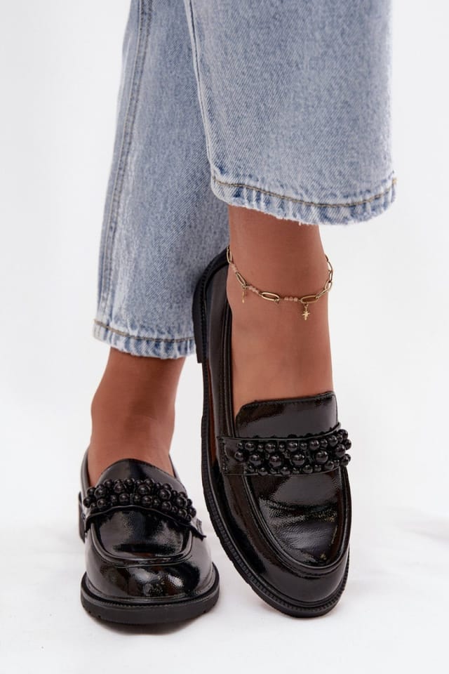 Love Lace Love Lace Women's Beaded Strap Patent Loafer Moccasin with Comfort Insole All Day in Black - 3