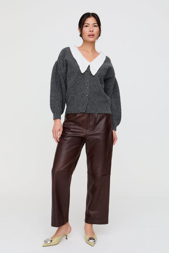 Lily and Lionel Lily and Lionel Women's Suzzanna Embroidered Collar Cardigan In Charcoal Grey - 3