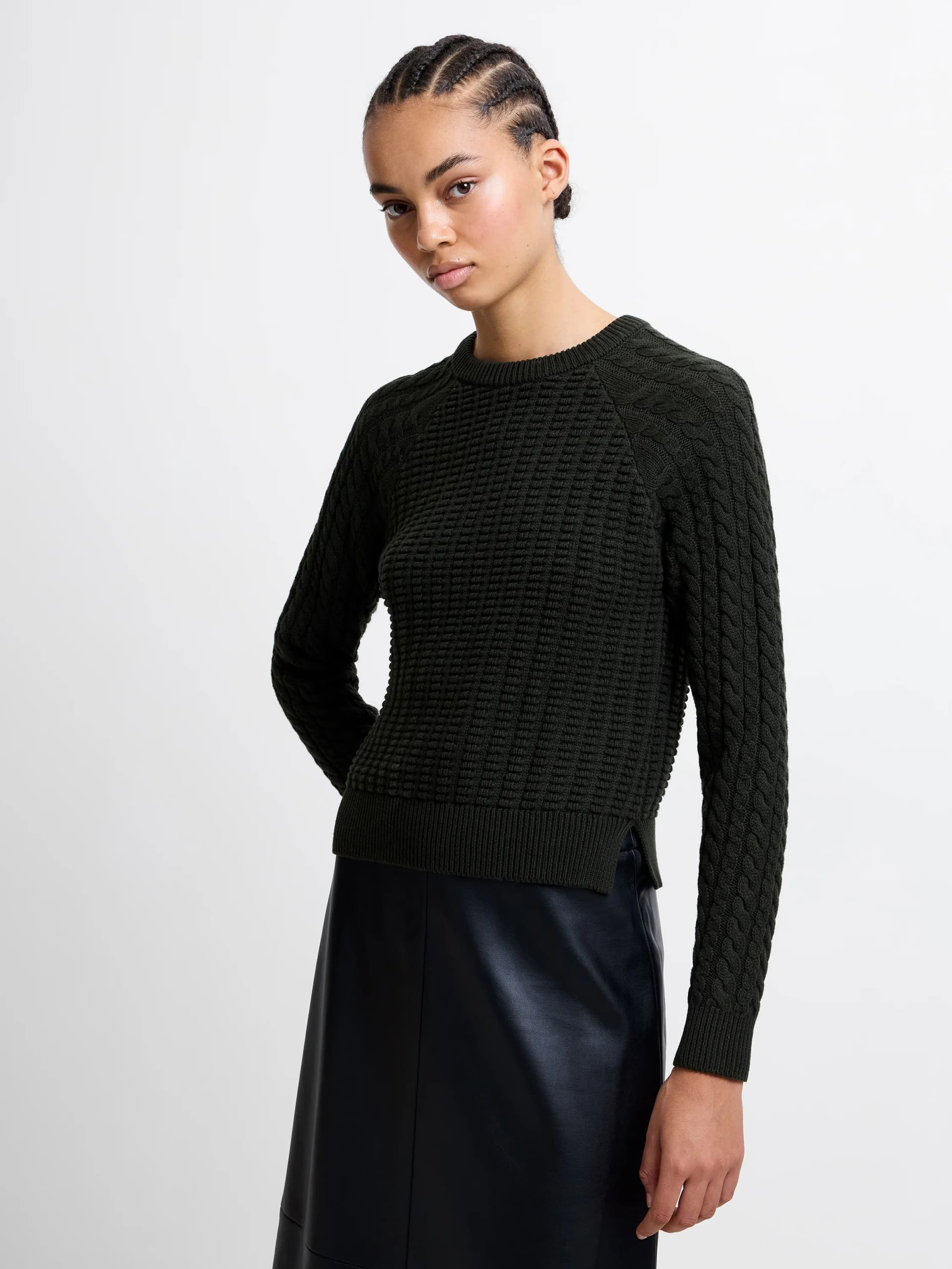 French Connection Mozart Popcorn Cable Jumper Brunswick Green