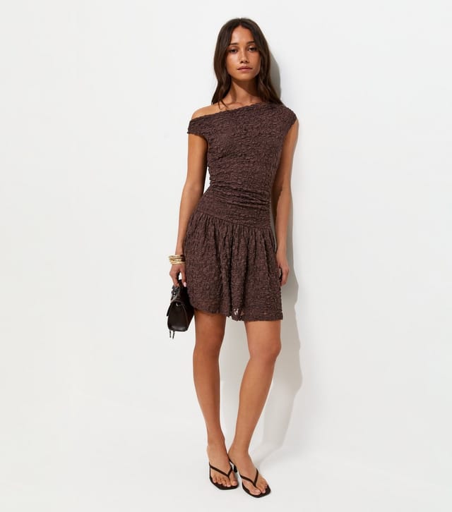 New Look Women's Dark Brown Lace Off The Shoulder Rara Mini Dress New Look - 2