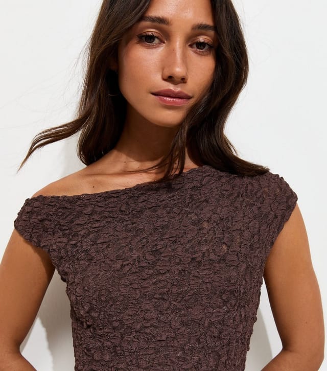 New Look Women's Dark Brown Lace Off The Shoulder Rara Mini Dress New Look - 3