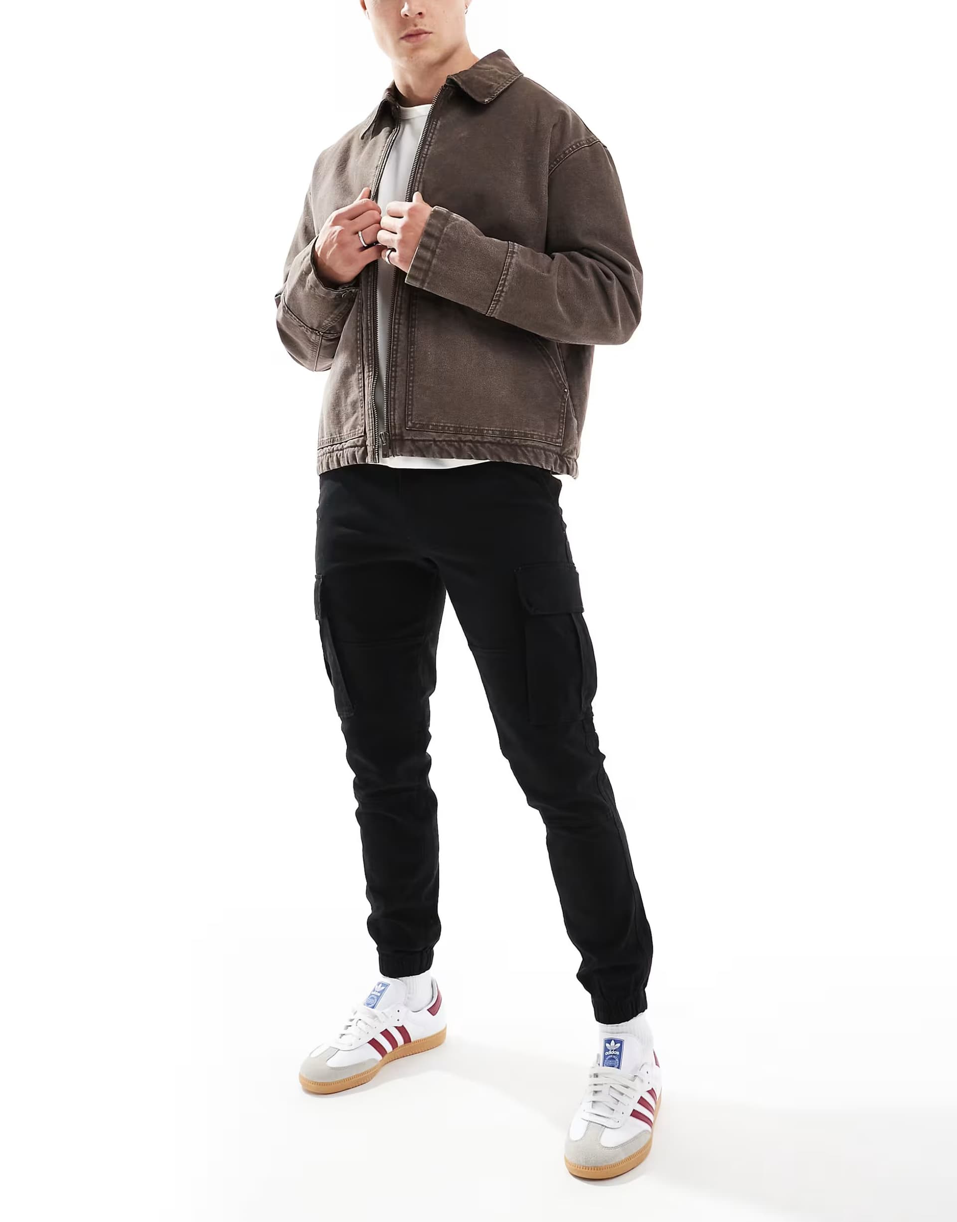 ASOS JJ Rebel cuffed cargo trouser in black