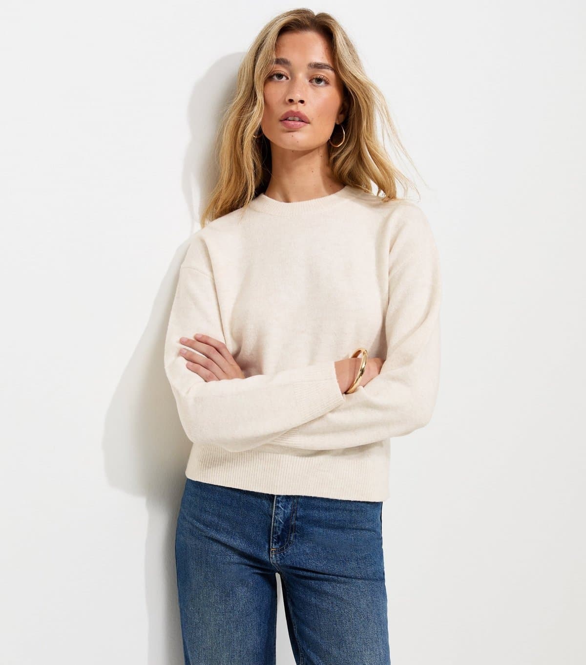 New Look Women's Tall Off White Midweight Crew Neck Jumper New Look