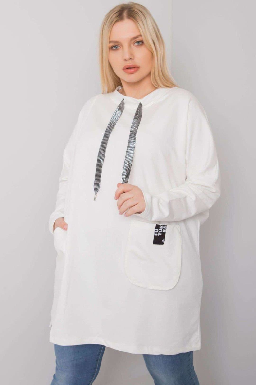 Love Lace Love Lace Women's Tunic with Pockets Long Sleeve Ecru in White