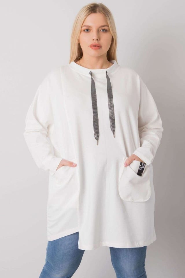 Love Lace Love Lace Women's Tunic with Pockets Long Sleeve Ecru in White - 2
