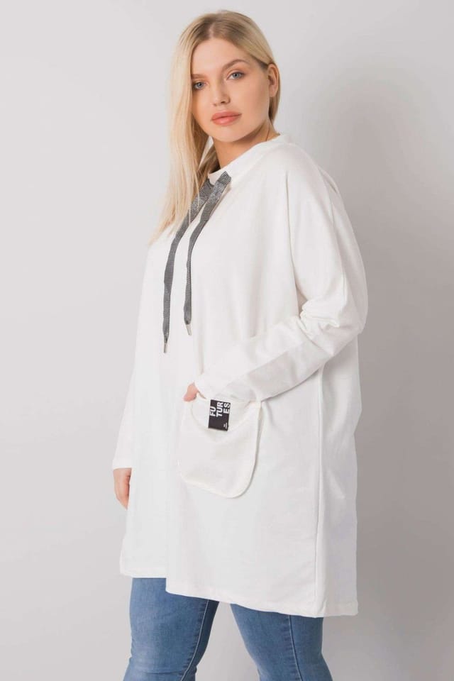 Love Lace Love Lace Women's Tunic with Pockets Long Sleeve Ecru in White - 3