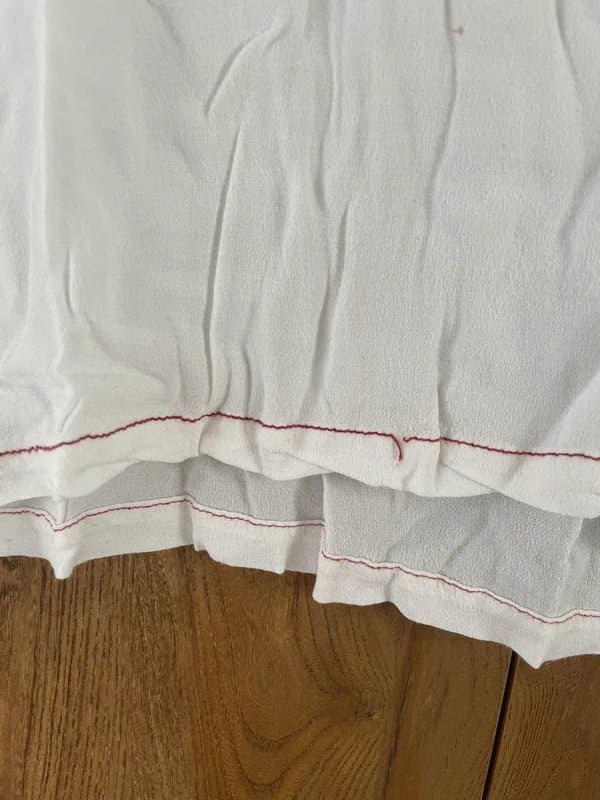 Bershka White Blouse with Red Stitching