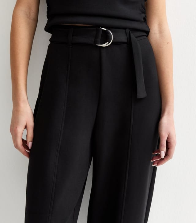 New Look Women's Black Soft Touch D Ring Barrel Leg Joggers New Look - 3