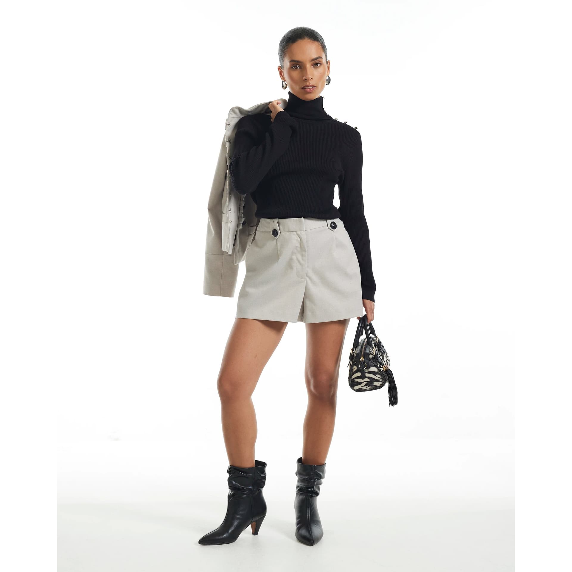 River Island River Island Womens Petite Beige Military Style Shorts