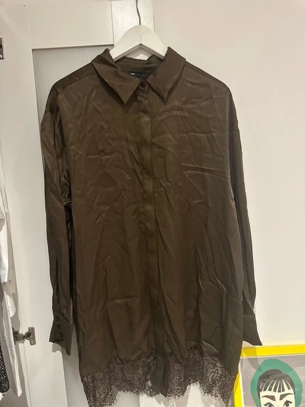 ASOS Design Chocolate brown satin shirt