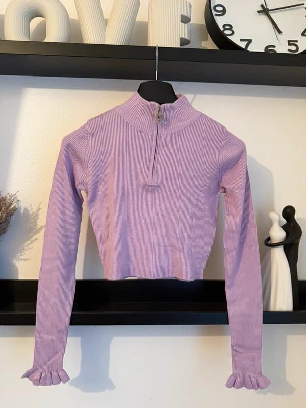 Miss Selfridge Miss Selfridge rib knit hali zıp jumper in lilac UK size 6