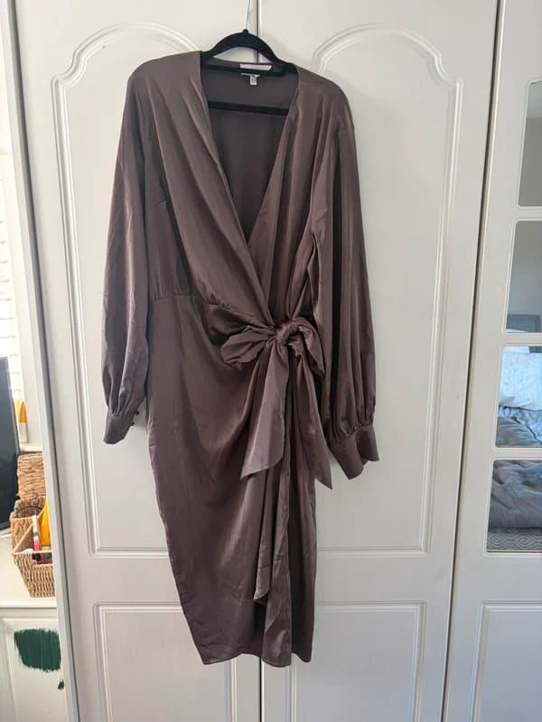 Never Fully Dressed Never Fully Dressed satin wrap dress