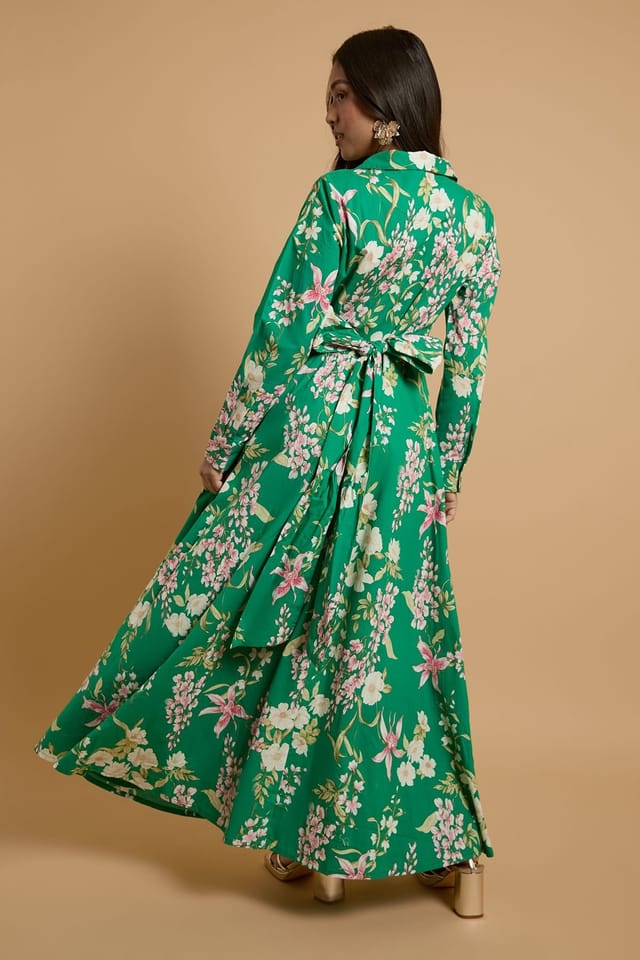 Oasis Oasis Women's Petite English Rose Garden Shirt Dress in Green - 3