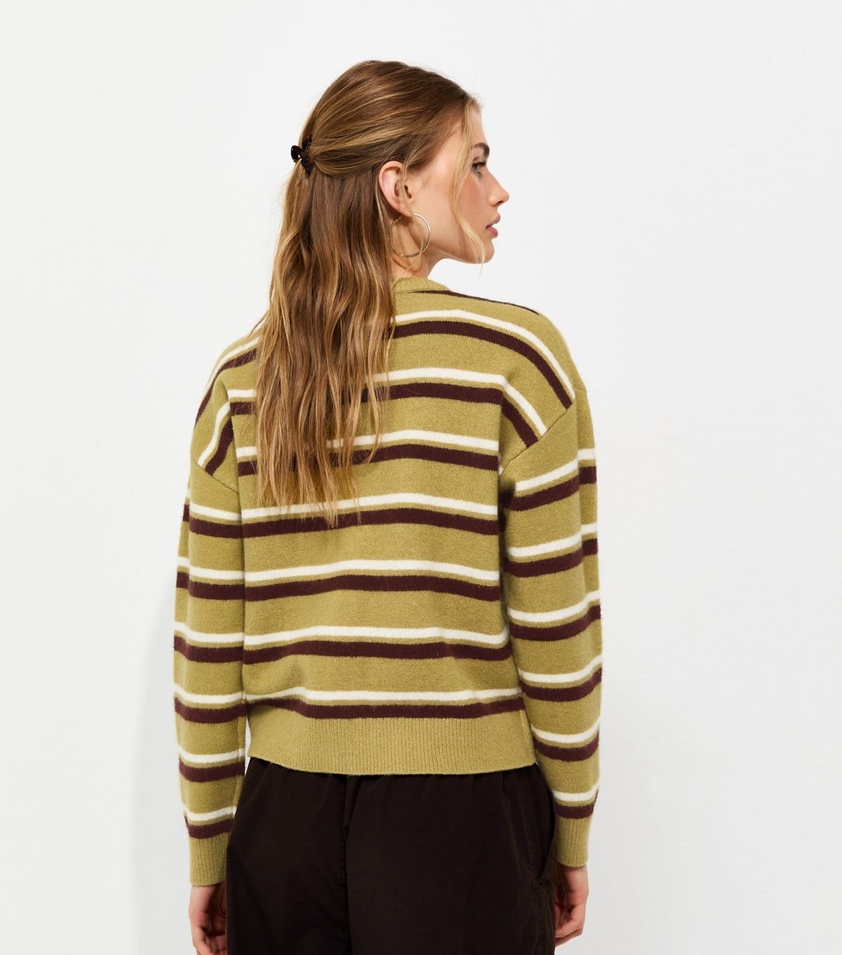 New Look Women's Green Knitted Stripe Cardigan New Look - 4