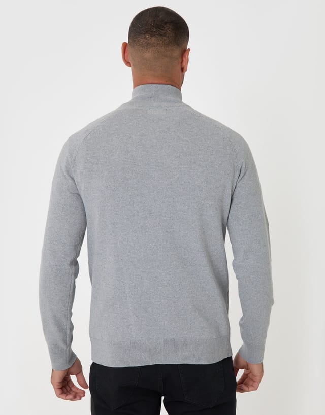 Threadbare threadbare Men's Cotton Rich Textured Quarter Zip Jumper in Grey - 2