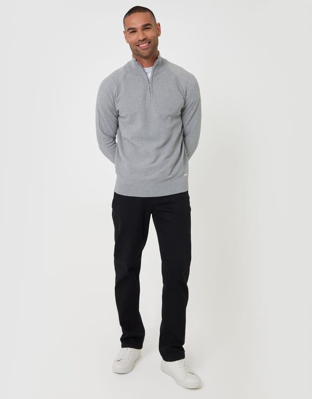 Threadbare threadbare Men's Cotton Rich Textured Quarter Zip Jumper in Grey - 3