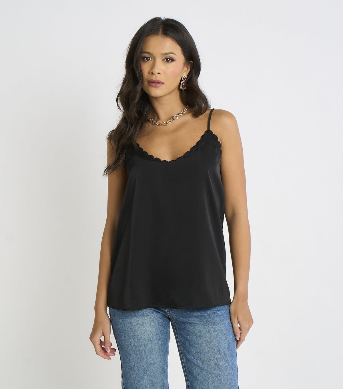Gini London Gini London Black Satin Cami Top
