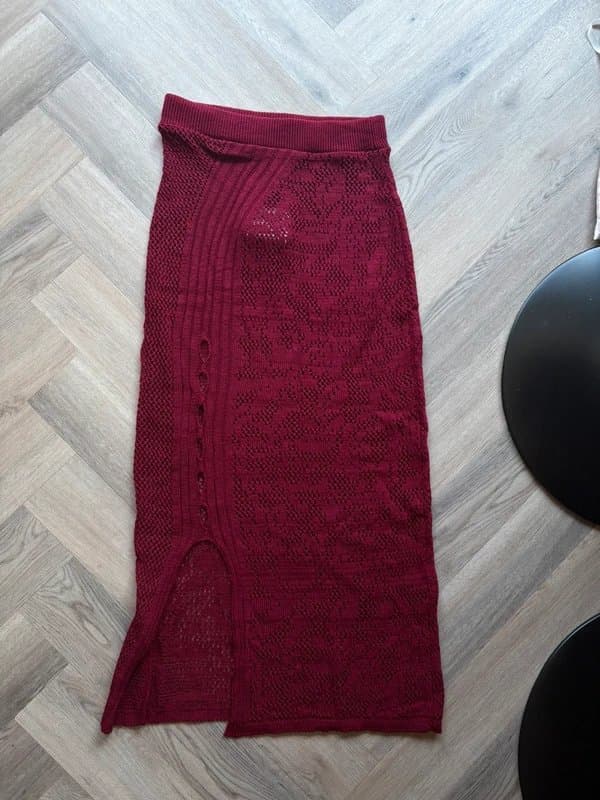 ASOS Design ASOS burgundy crochet beach skirt