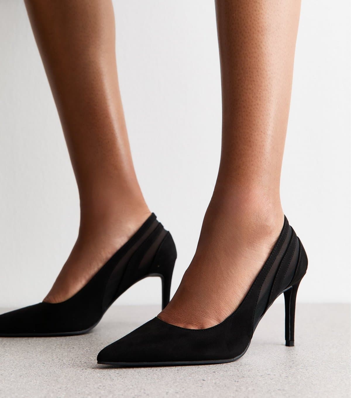New Look New Look Black Panelled Mesh and Faux Suede Court Shoes