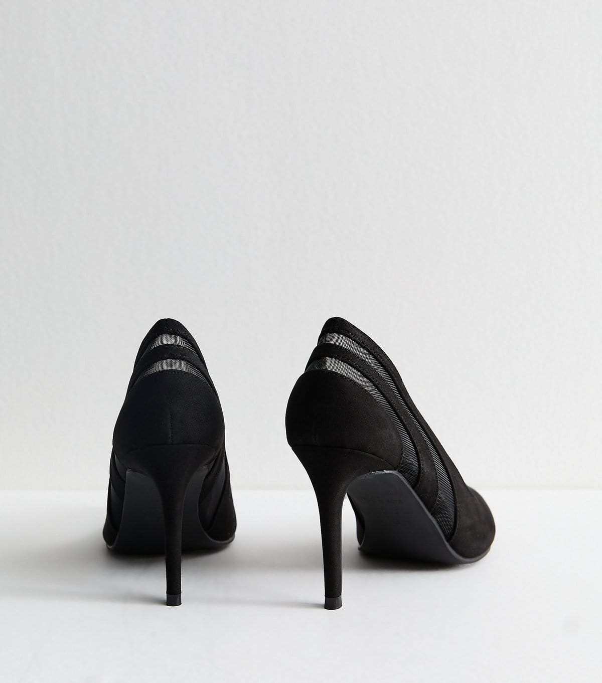 New Look Women's Black Panelled Mesh and Faux Suede Court Shoes Vegan New Look - 4