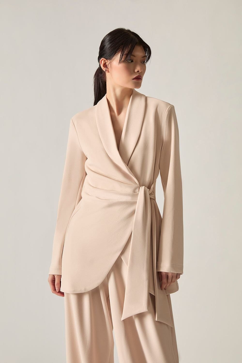 James Lakeland Women's Cream Side Sash Blazer
