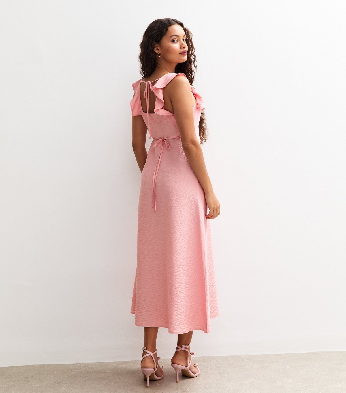 New Look Women's Petite Pink Ruffle Strap Midi Dress New Look - 3