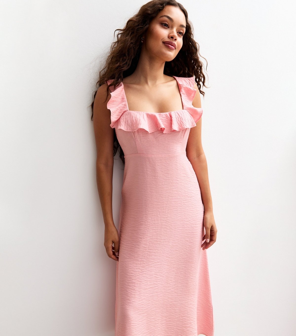 New Look Women's Petite Pink Ruffle Strap Midi Dress New Look - 4