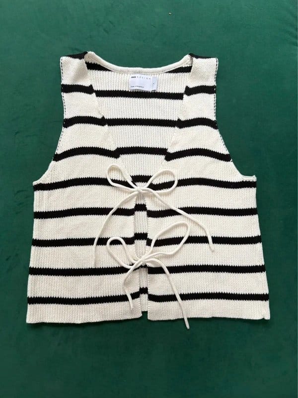 ASOS Cream & Black Striped Knitted Waistcoat