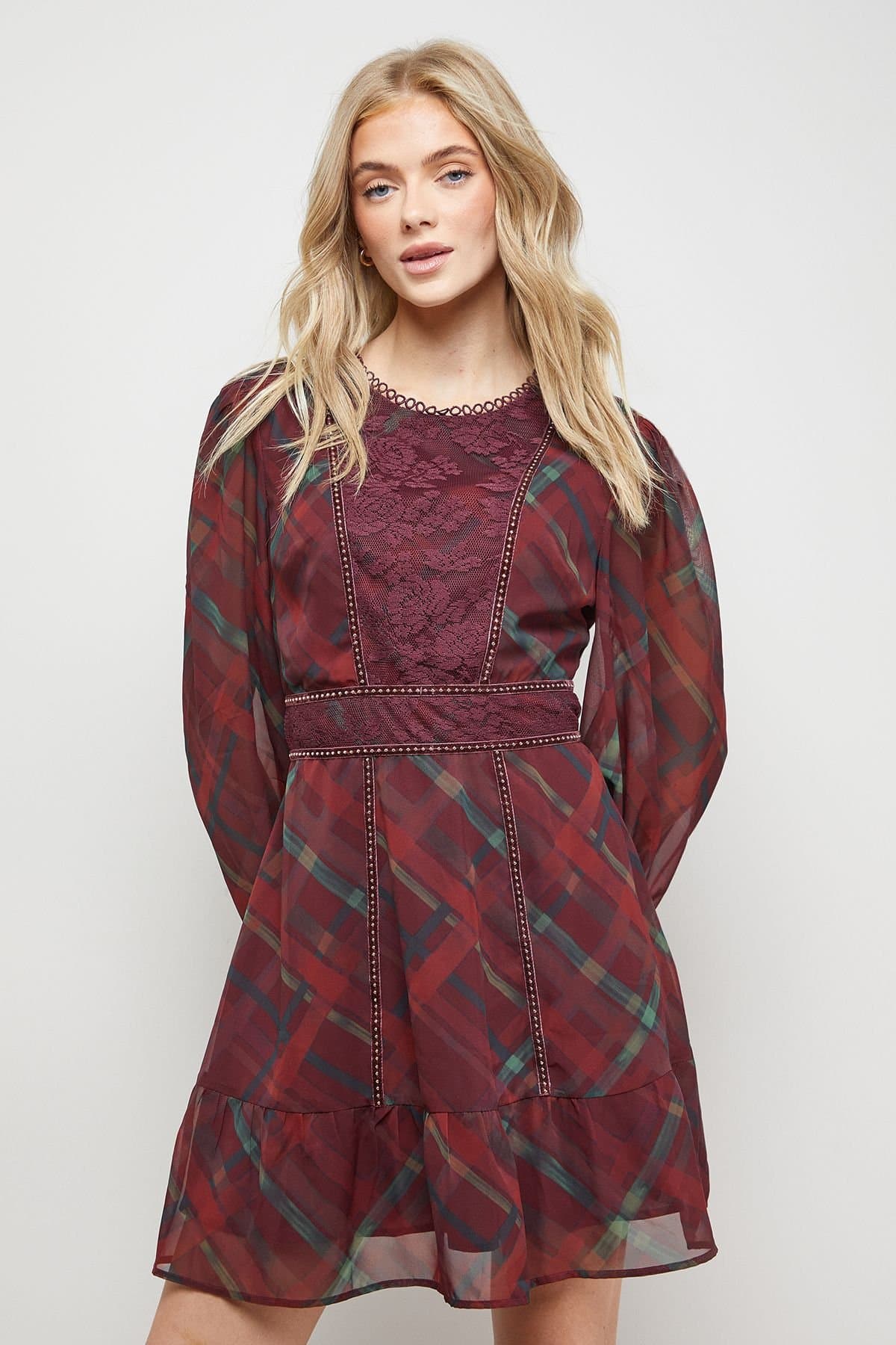 Oasis Oasis Women's Velvet Stud Trim Mini Dress