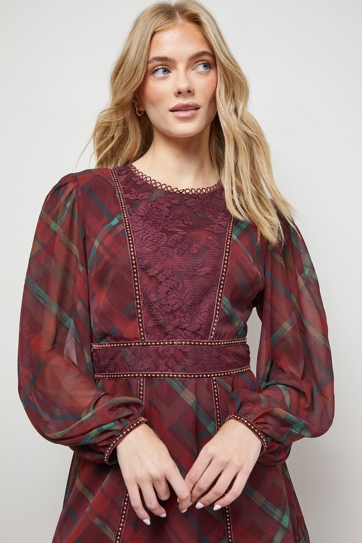 Oasis Oasis Women's Velvet Stud Trim Mini Dress - 4