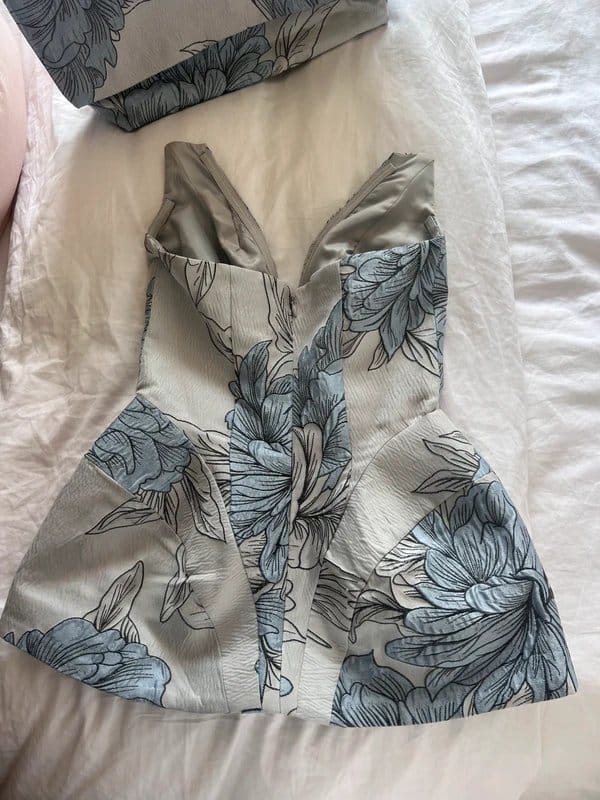 Asos Luxe Blue Floral Top and Clutch Set