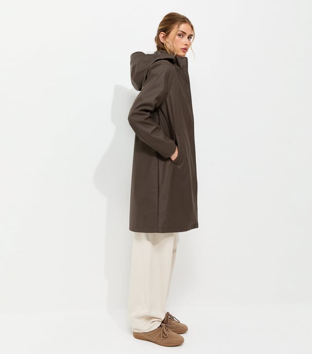 New Look Women's Dark Brown Zip Front Rubberised Rain Anorak New Look - 2
