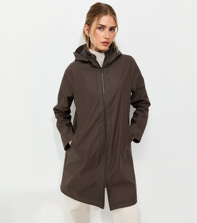 New Look Women's Dark Brown Zip Front Rubberised Rain Anorak New Look - 3