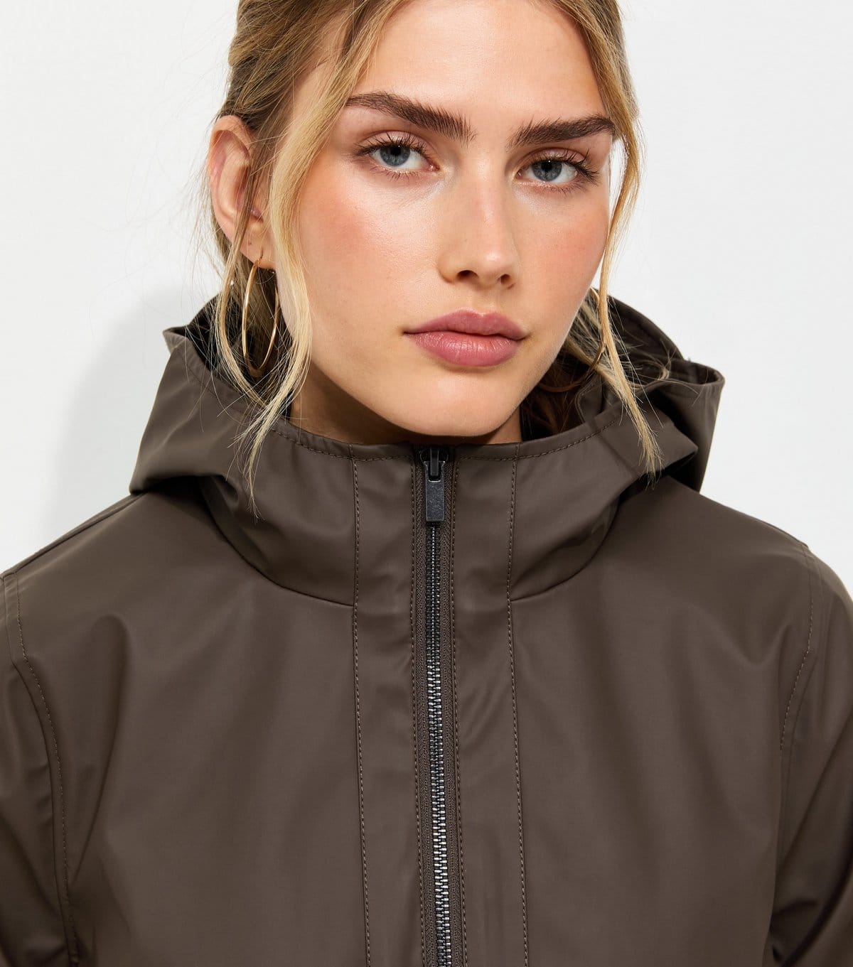 New Look Women's Dark Brown Zip Front Rubberised Rain Anorak New Look - 4