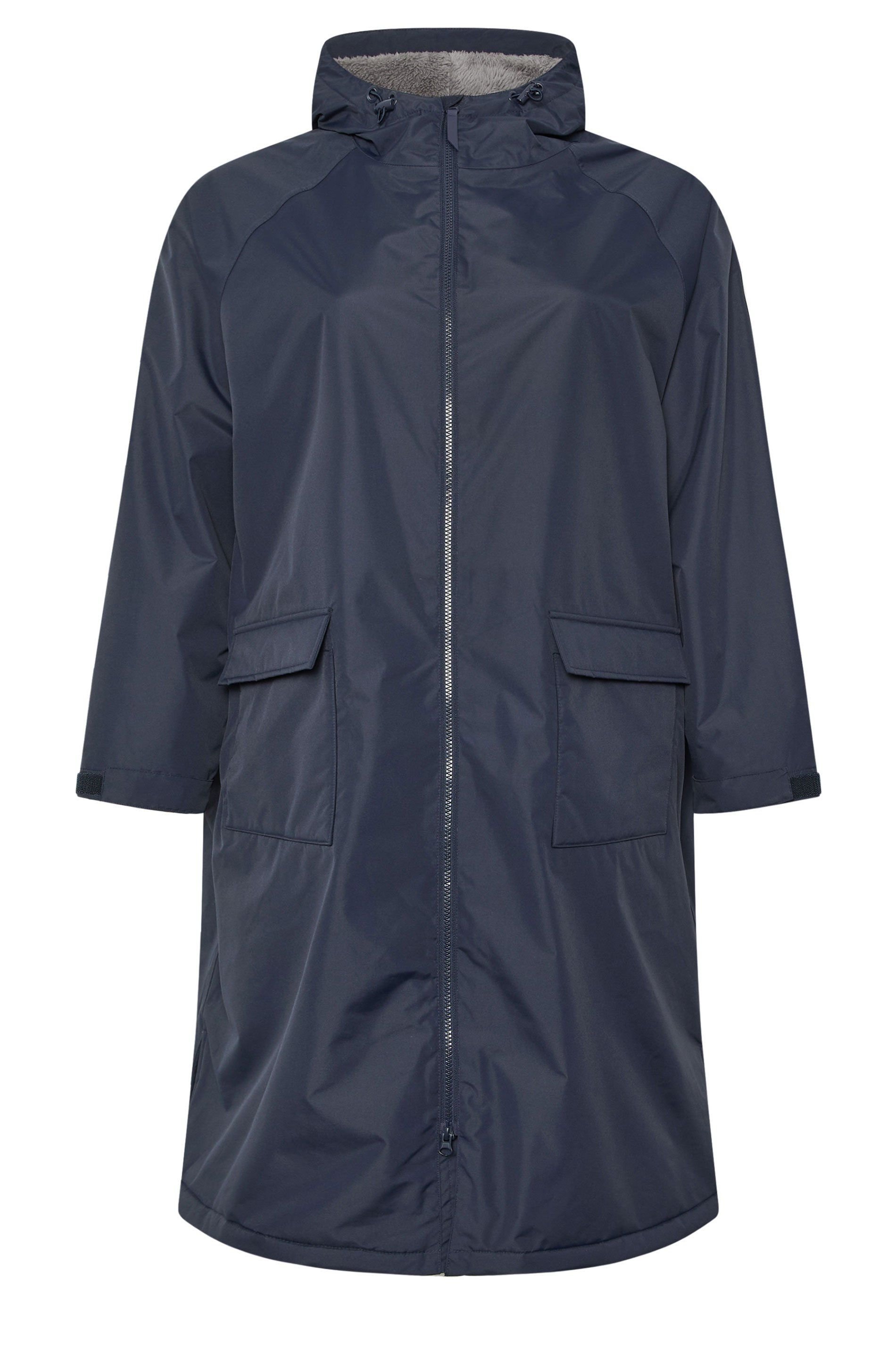 Yours Yours Women's Waterproof Fleece Lined Robe in Mid Navy - 2