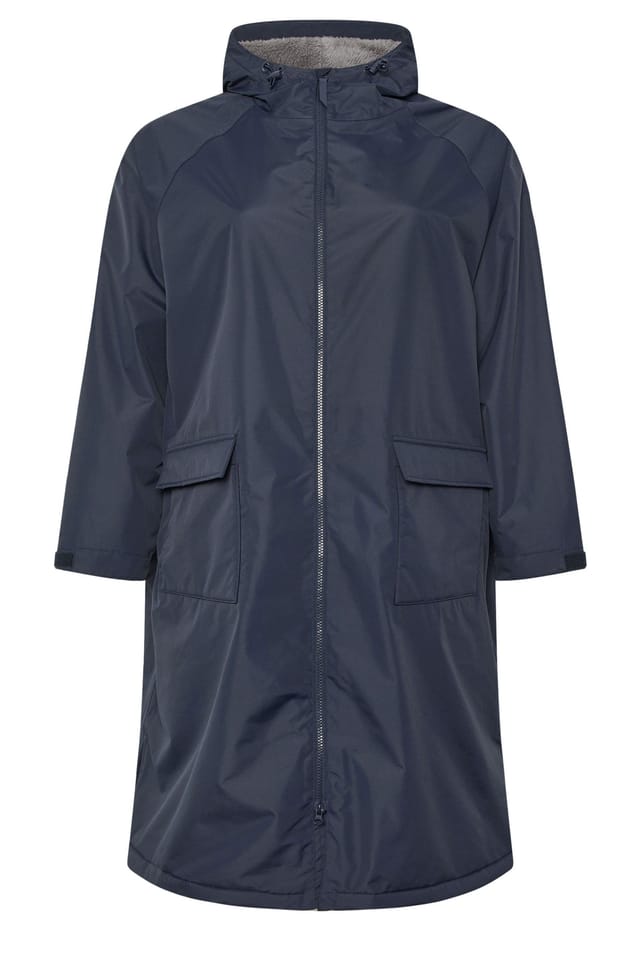 Yours Yours Women's Waterproof Fleece Lined Robe in Mid Navy - 2