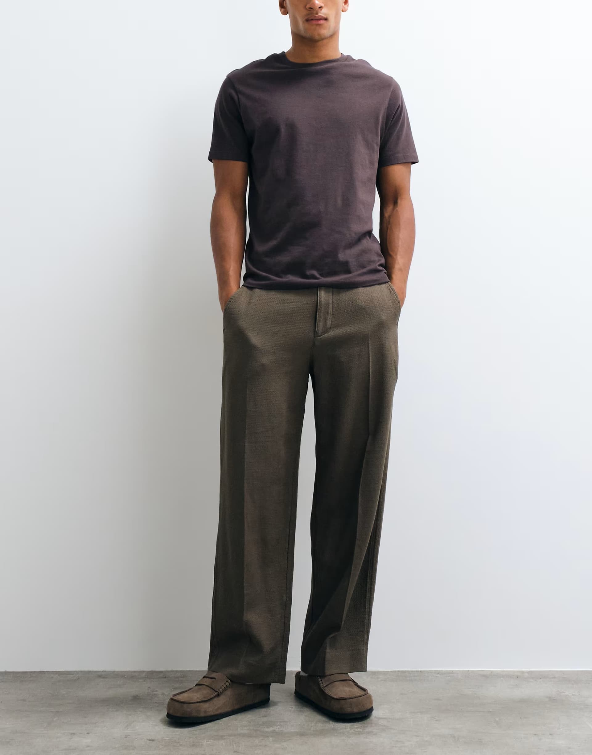 ASOS Abercrombie & Fitch baggy tailored trouser in dark khaki