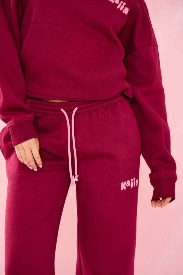 Kaiia Kaiia Bubble Graphic Wide Leg Joggers Raspberry Jelly - 2