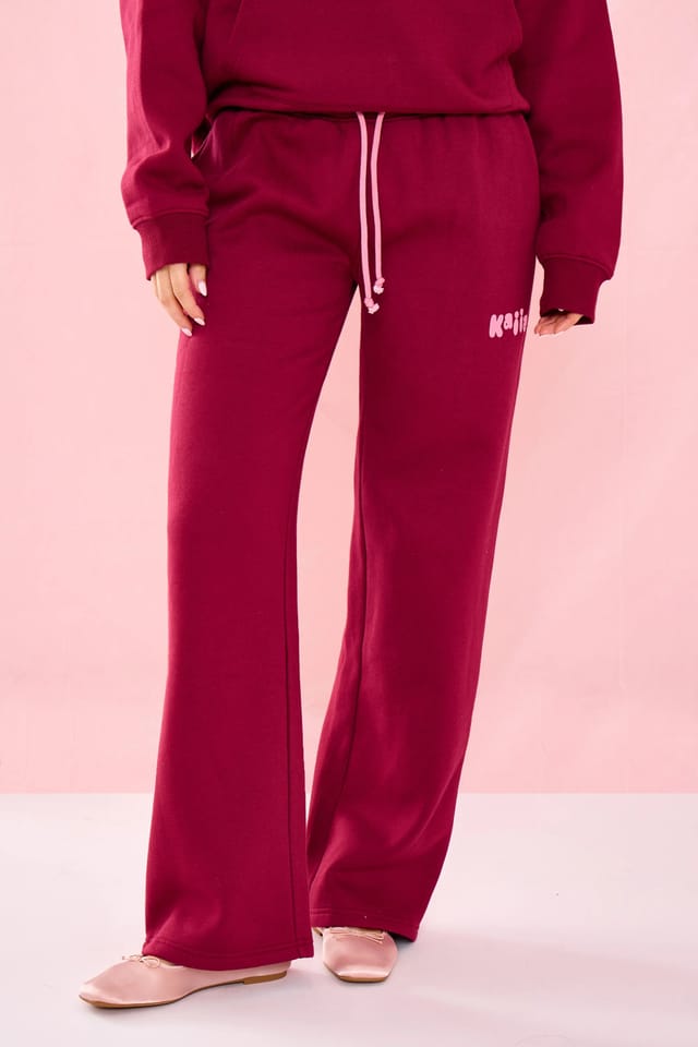 Kaiia Kaiia Bubble Graphic Wide Leg Joggers Raspberry Jelly - 3