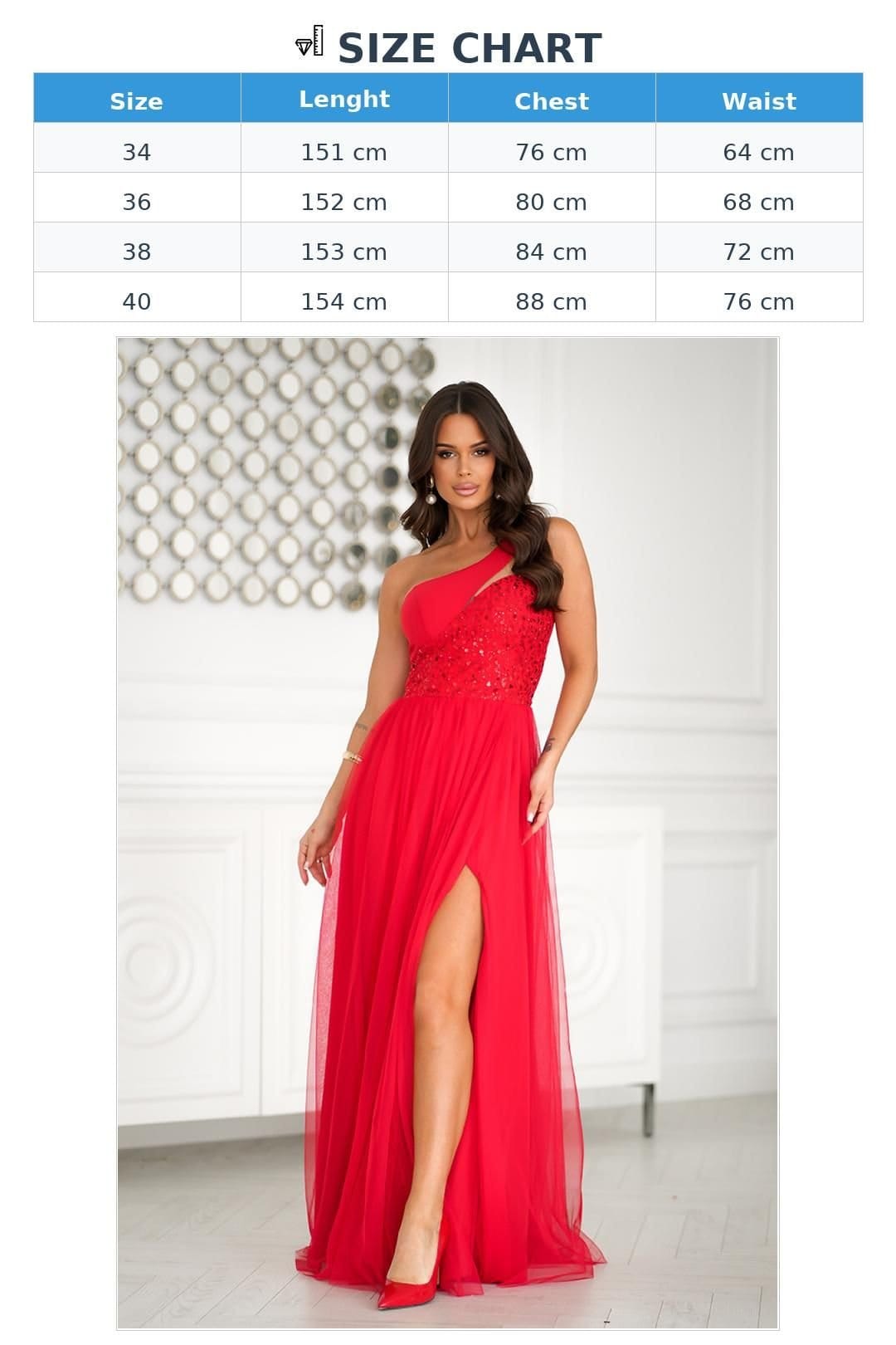Love Lace Love Lace Women's Sequin Long Dress With Mesh Skirt Slit in Red - 4