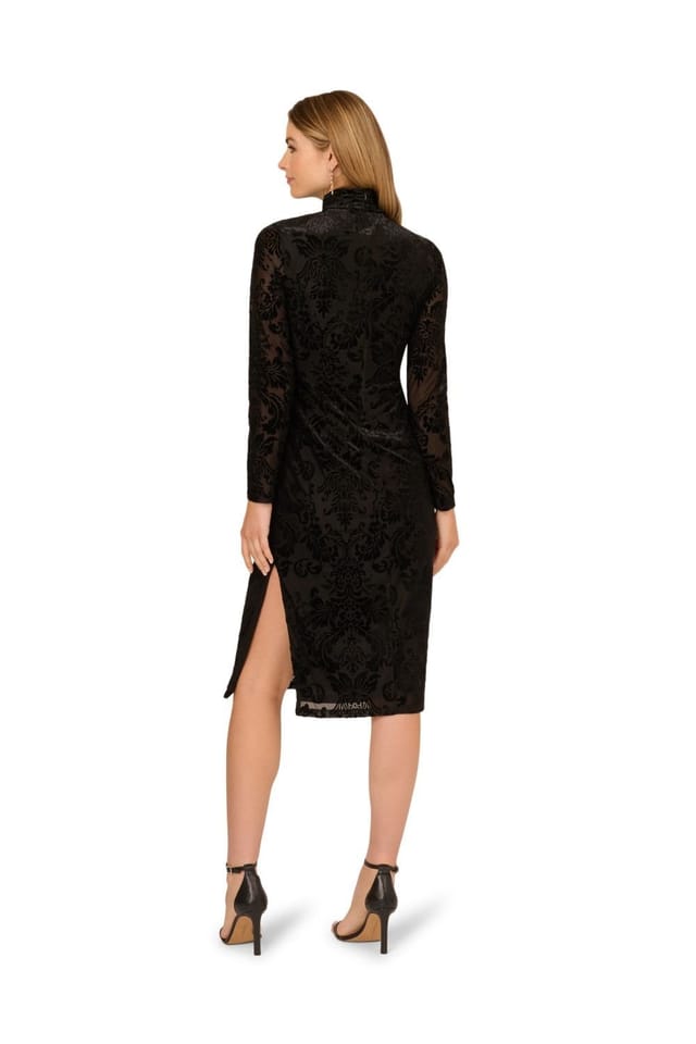 Adrianna Papell Adrianna Papell Women's Burnout Velvet Midi Dress in Black - 3