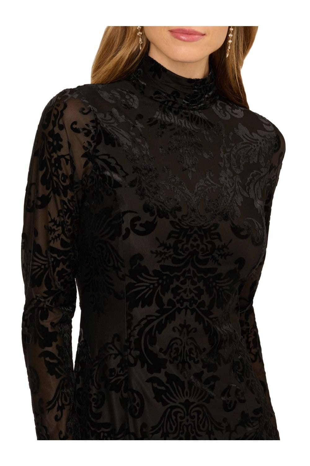 Adrianna Papell Adrianna Papell Women's Burnout Velvet Midi Dress in Black - 4