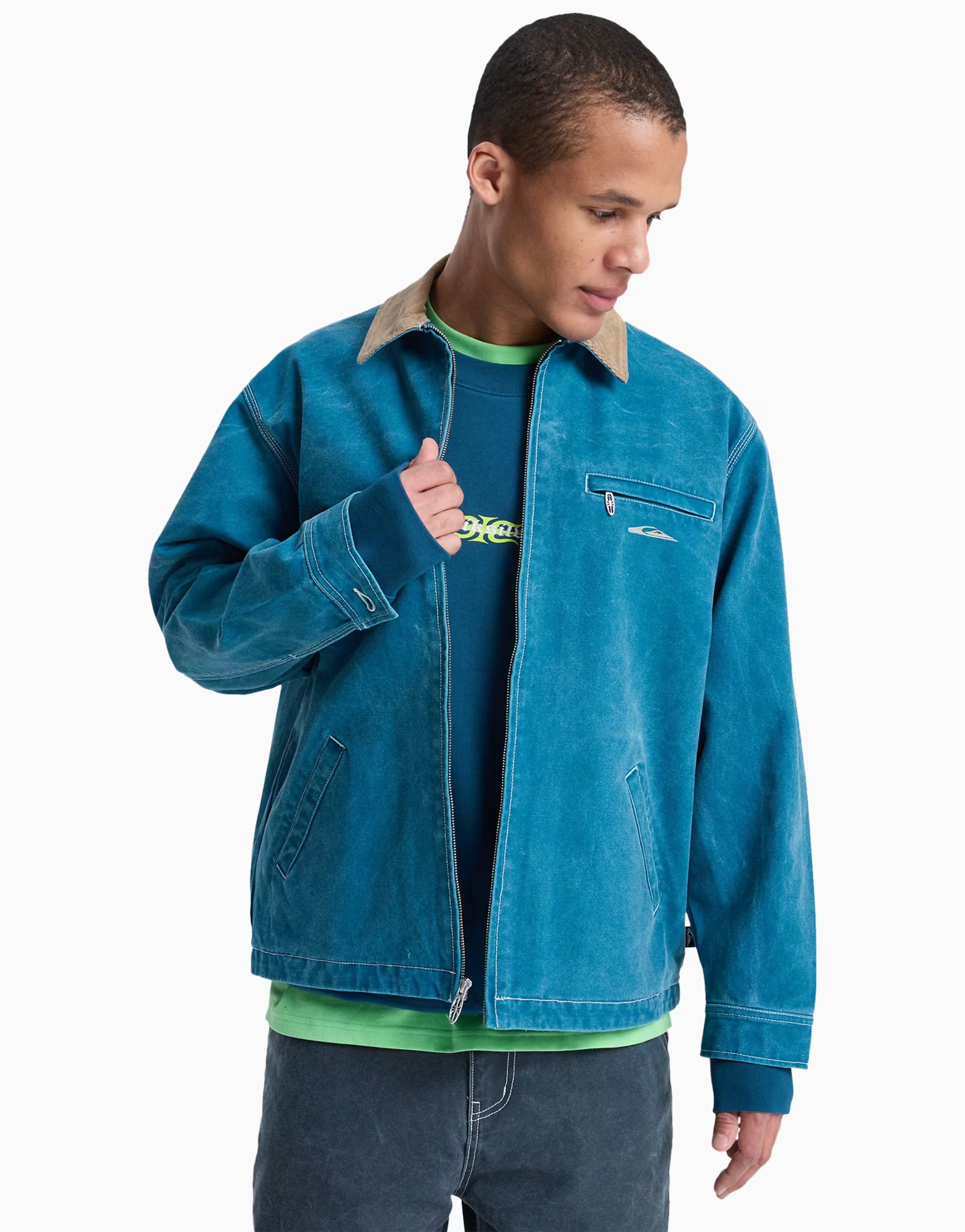 ASOS Quiksilver Shaper pad workwear jacket in blue - 1