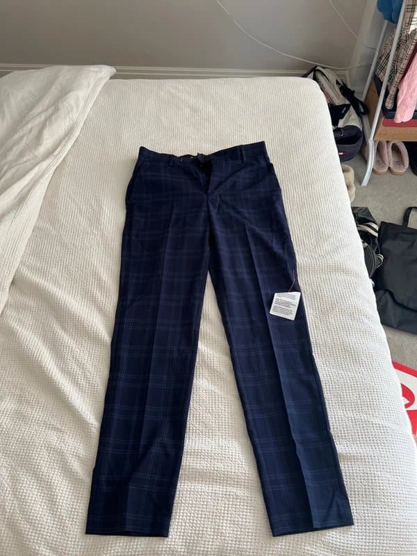ASOS Design Navy check work trousers