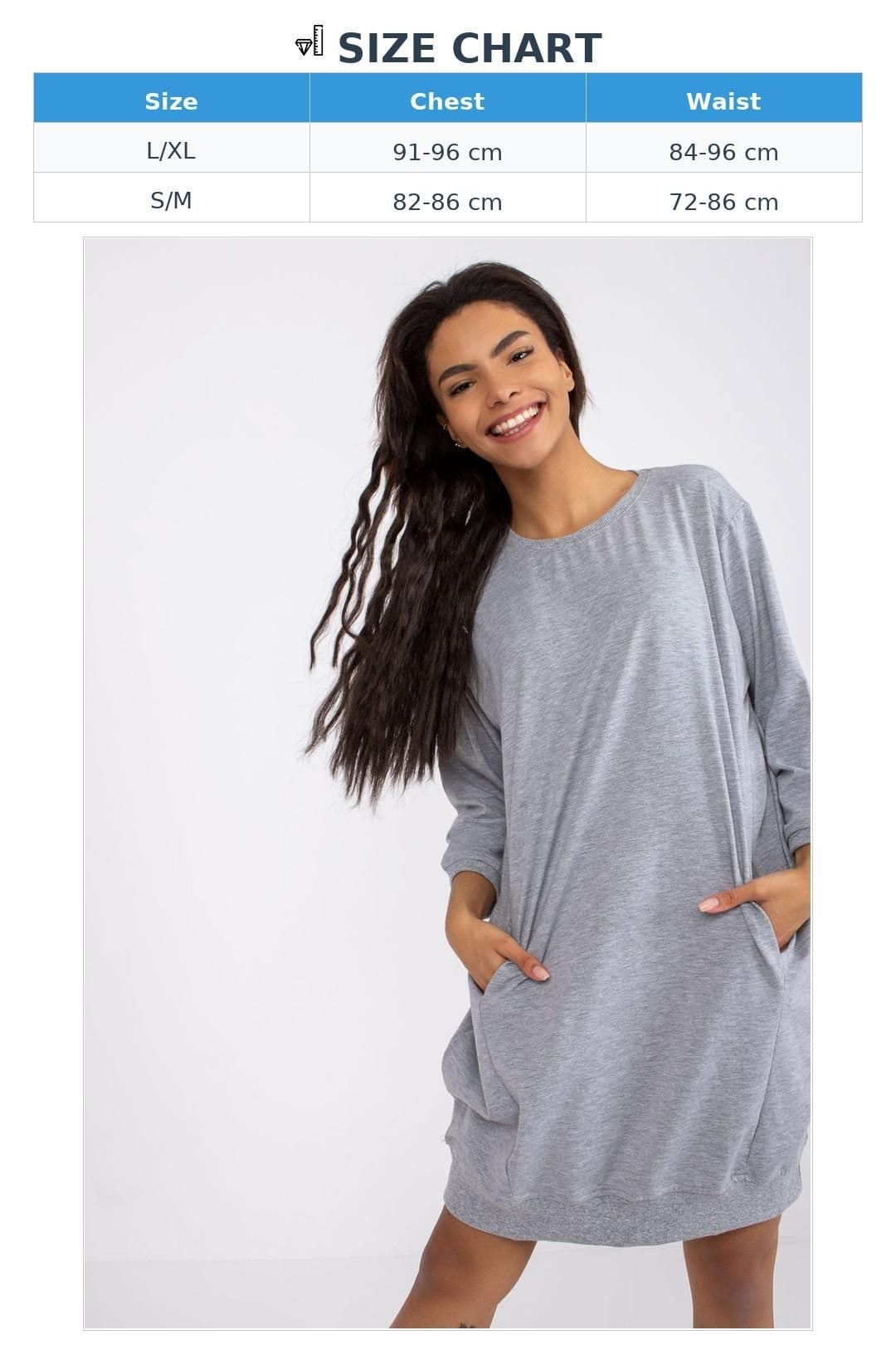 Love Lace Love Lace Women's Cotton Loose Fit Dress with Slip Pockets in Grey - 4