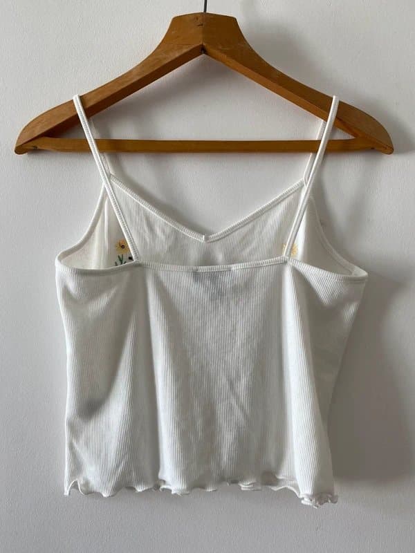 New Look White New Look Embroidered Daisy Cami Top (UK14)