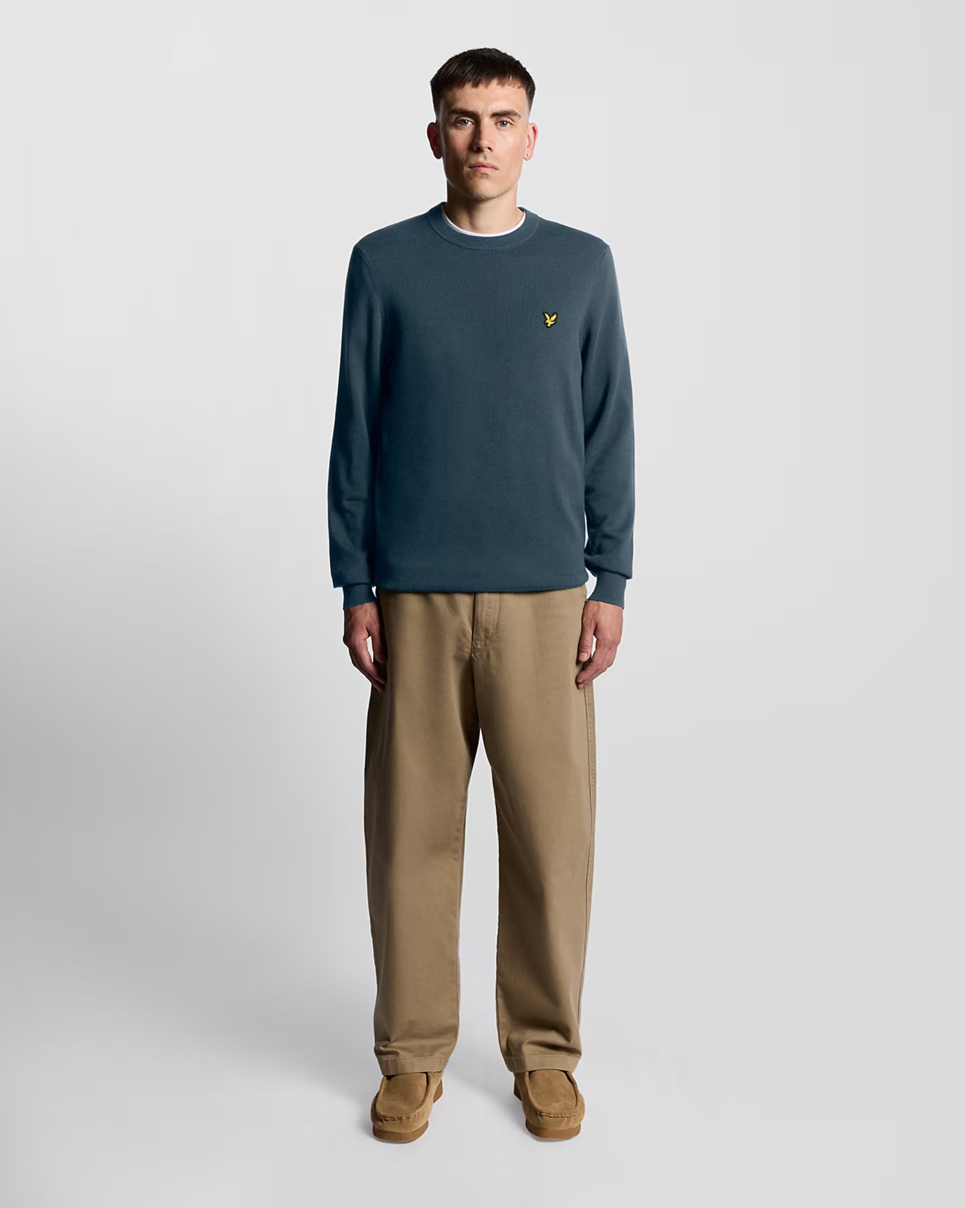 ASOS Lyle & Scott Mid knits cotton crew neck jumper in z271 dark navy - 1