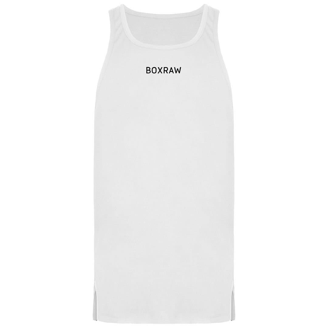 BoxRaw BoxRaw Men's White Sleeveless Round Neck Tank Top